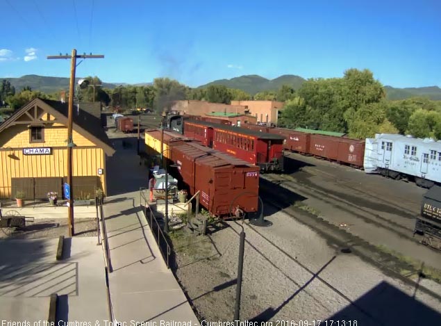 9.17.16 226 has left Chama and the 484 is still at the depot with the 2 extra coaches off 215.jpg