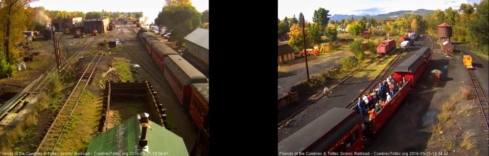 9.21.16 After the lousy weather up at Cumbres, the passengers are enjoying the nice sun in Chama.jpg