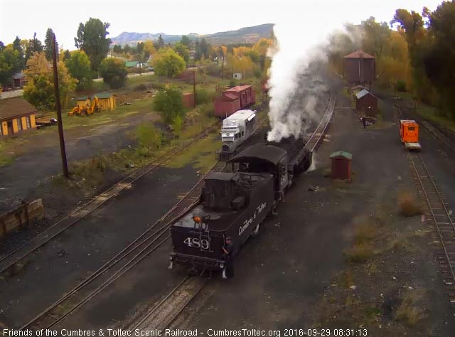 9.29.16 489 is backing down to get ot the coal dock and that looks like roadcrew Tracy riding the tender instead of a hostler.jpg