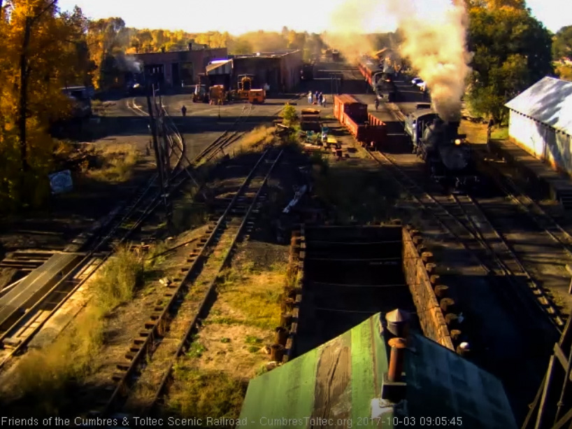 10-3-17  The 489 has pulled the train into loading position as 484 waits to back on.jpg