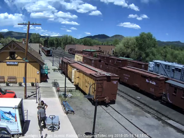 2018-05-18 Staff works on stocking the giftshop and train supplies.jpg