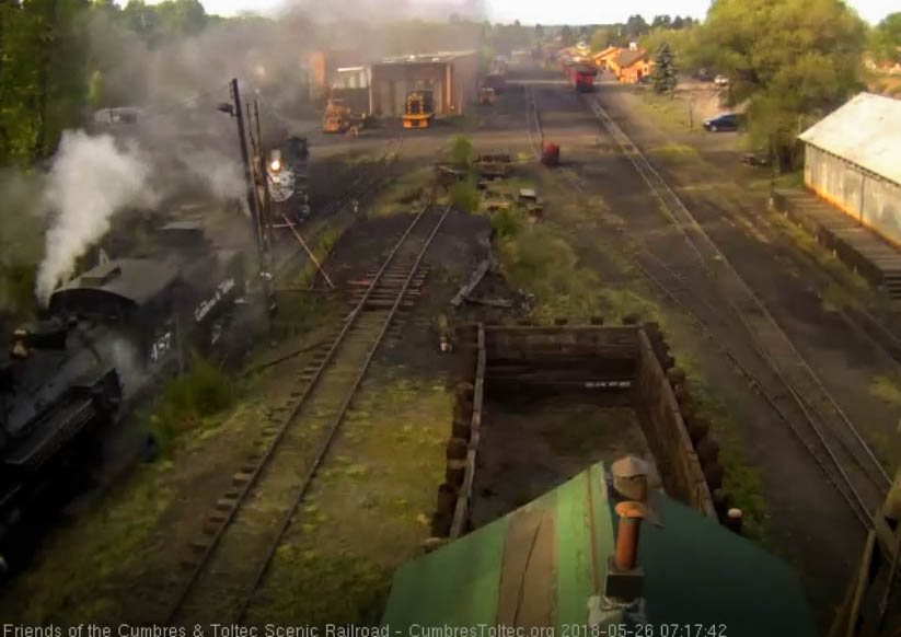 2018-05-26 487 is at the pit to begin its day as 484 waits its turn.jpg