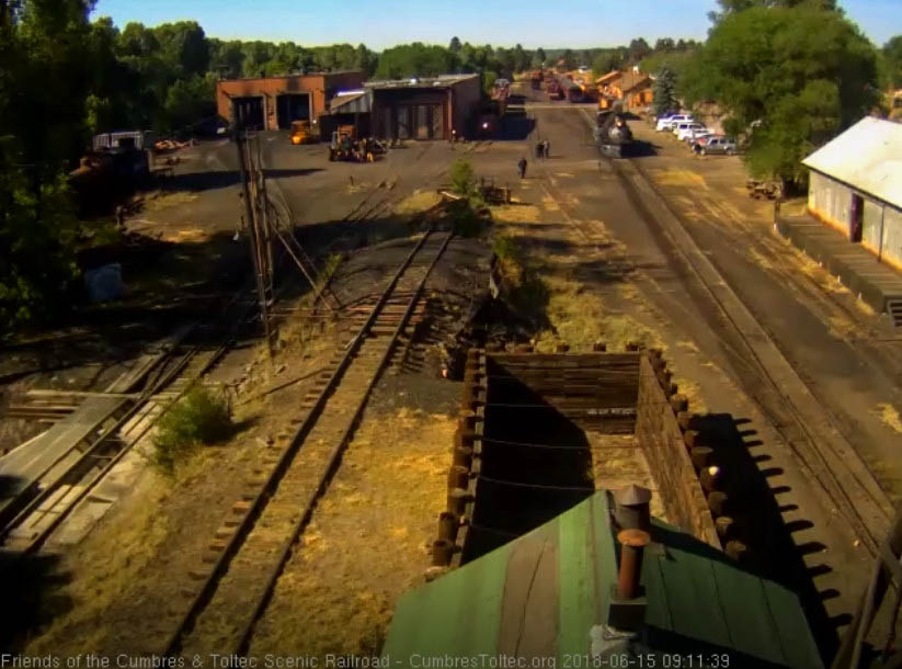 2018-06-15 The hostlers are now done having watered down the coal and the 487 awaits the road crew.jpg