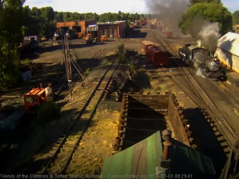 2018-07-03 The 484 pulls past the woodshop as it moves to the coal dock.jpg