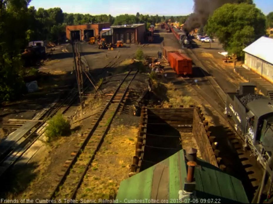 2018-07-06 The 484 has pulled the train into load position as 489 waits to back on.jpg