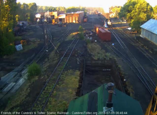 2018-07-09 The graphite face of 484 is caught by the sun while it waits for the switch to be opened.jpg