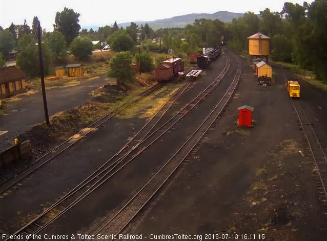 2018-07-13 The 484 leads its 8 caar train 215 into Chama.jpg