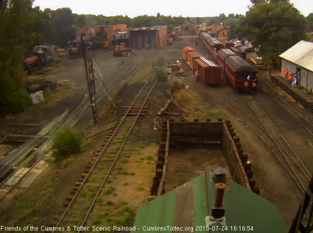 2018-07-24 The Friends on the woodshop platform wave to the passing train.jpg