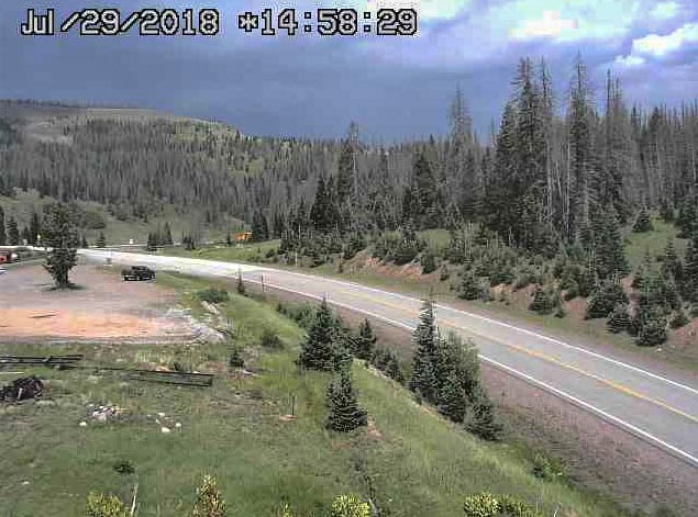 2018-07-29 The 215 has arrived into Cumbres but all we can see is the speeder and its water trailer. Must be a 7 car train behind 463.jpg