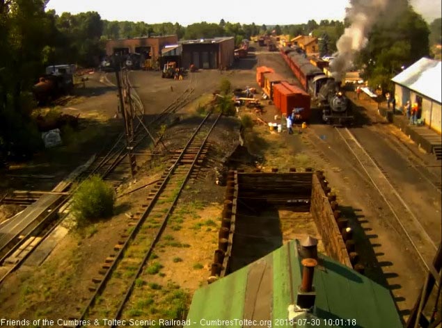 2018-07-30 The 488 comes by the woodshop as the Friends are ready to wave as the train passes.jpg