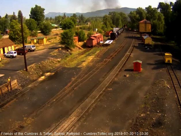 2018-07-30 The last cars are rounding the curve as the 2 speeders take the main to follow.jpg