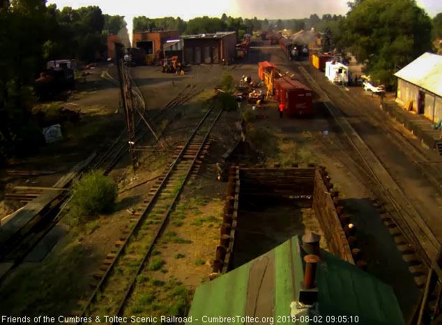 2018-08-02 The 7 car train 216 has been pulled forward into loading position.jpg