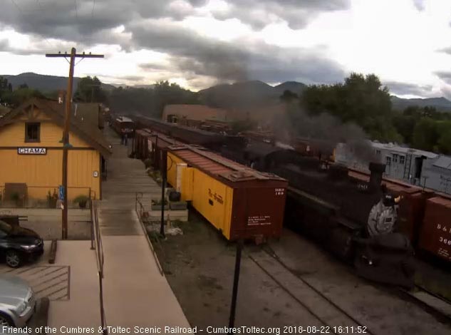 2018-08-22 The 489 passes the depot as it slows.jpg