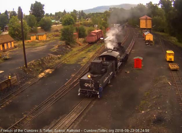 2018-08-22 The 489 backs toward the coal dock lead after a fill and wash.jpg