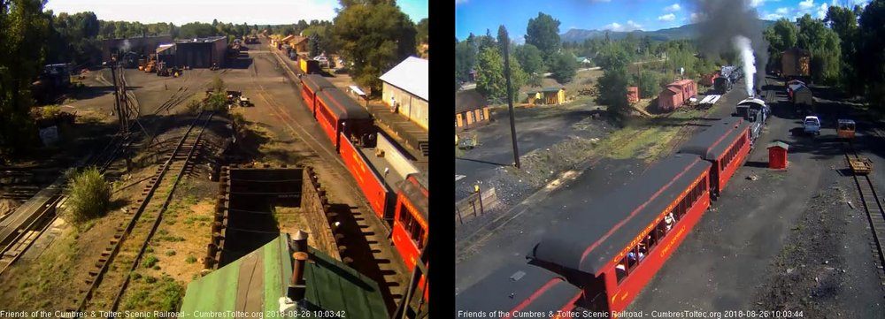 2018-08-26 The engineer is blowing for the running brake test as the train passes the tipple.jpg