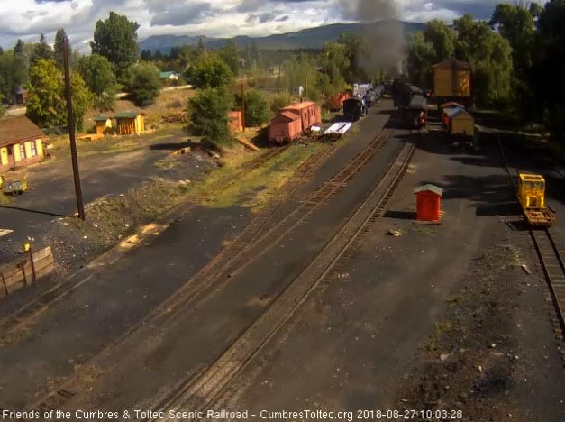 2018-08-27 The parlor Colorado is passing the speeder sheds as the 483 leaves the yard.jpg