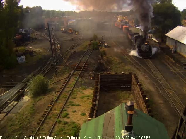 2018-09-03 The 488 pulls past the woodshop as its train comes out of south yard.jpg