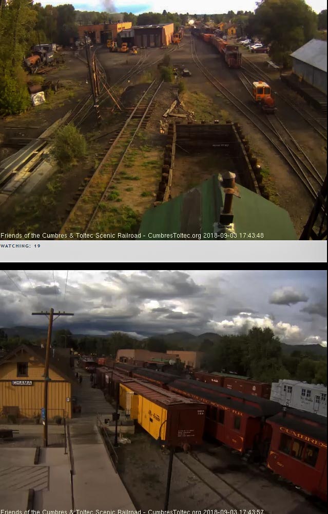 2018-09-03 The speeder has moved up behind the train as we see the 488 in the station cam.jpg