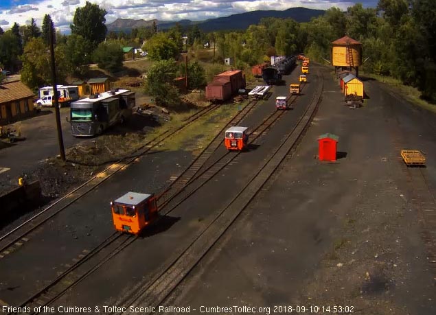 2018-09-10 The line of speeders comes into Chama after their run from Antonito.jpg
