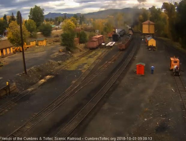 2018-10-01 With the road crew on board, they have gone to north yard to retrieve the cars left there last evening.jpg