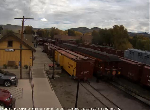 2018-10-07 The conductor signals the high ball for the 12 car train to depart.jpg