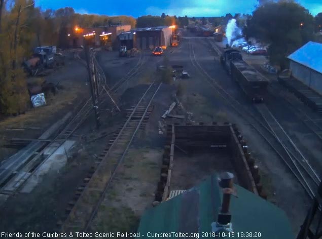 2018-10-16 The little train passes the woodshop as it heads to south yard.jpg