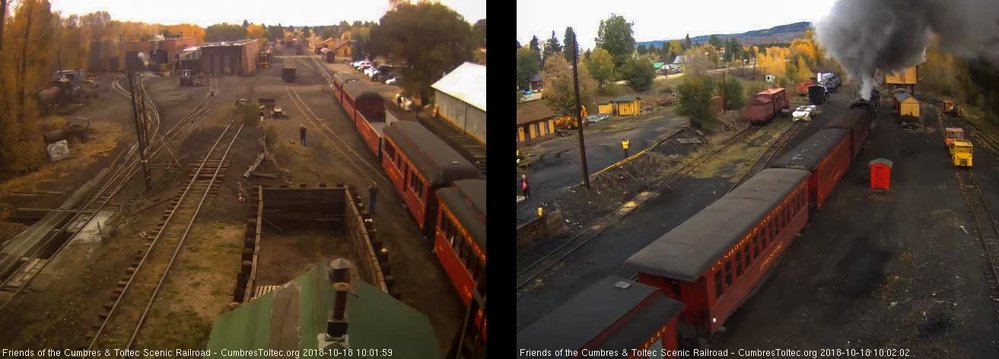 2018-10-18 The train is passing the tipple and the 3 extra coaches are seen and all seem to have a good load.jpg