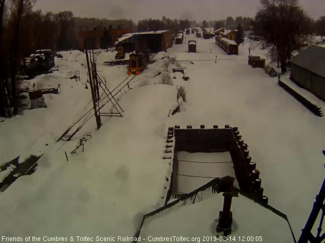 2019-02-14 With a light snow falling, 15 has pulled 315 out of the west stall.jpg