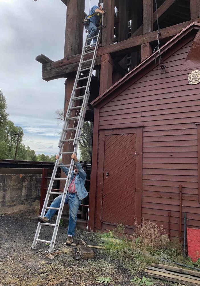 2019.09.14 Jason climbing up on the tipple with the safety man on the ladder (1 of 1).jpg