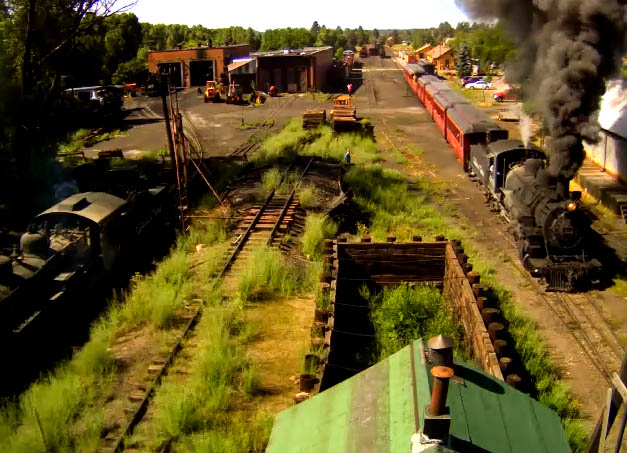 484 leads train 216 out of Chama as 489 is cleaned 7.13.15.jpg