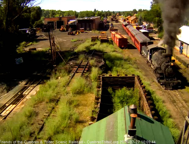 Train 216 leaves Chama with locomotive 484 7.27.15.jpg