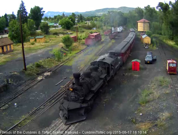 Train 215 arrives Chama 8.17.15 behind the 489.jpg