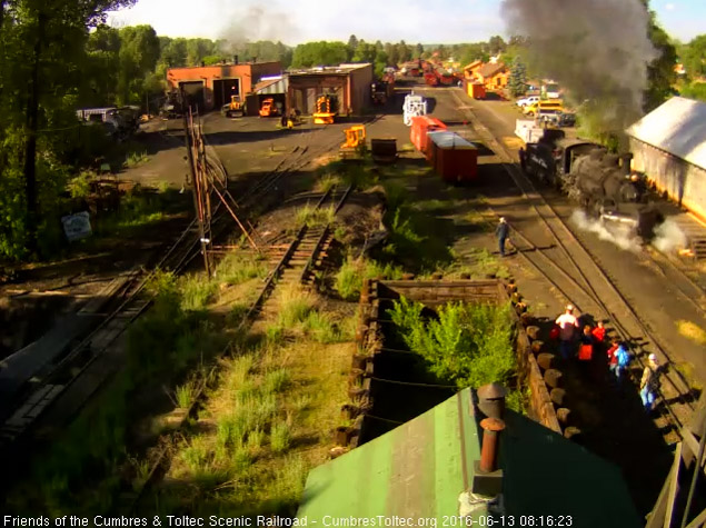 6.13.16 As 487 backs away from the coal dock we see a group of happy fans following it.jpg